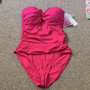 Anne Cole Tummy Control Swimsuit Strapless NWT Pink 12 10